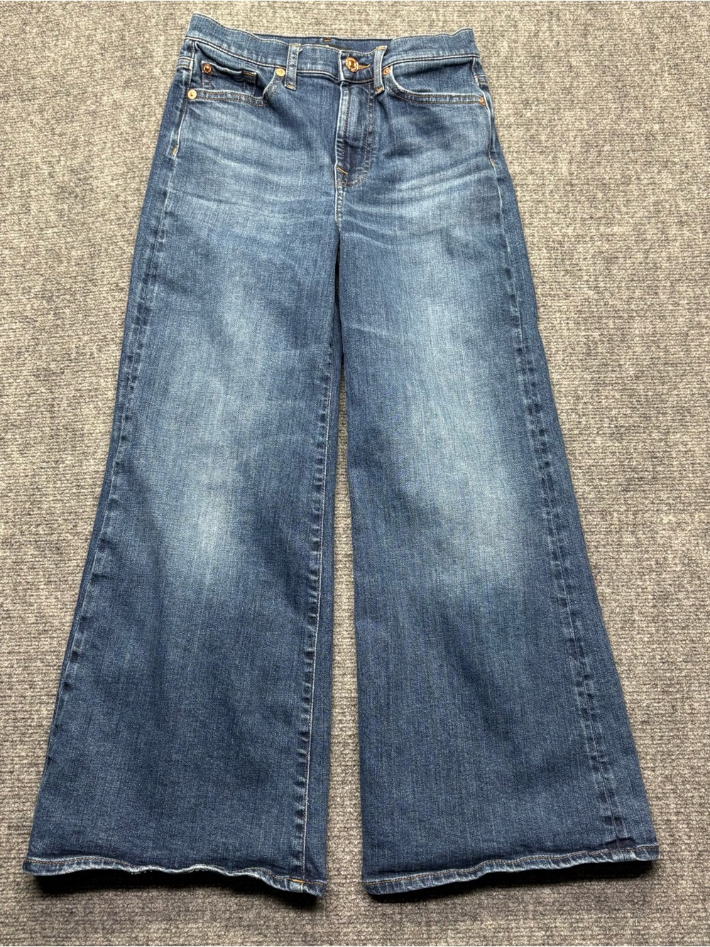 7 For All Mankind Cropped Jo Jeans Womens 26 Dark Blue Wide Leg Italian Denim